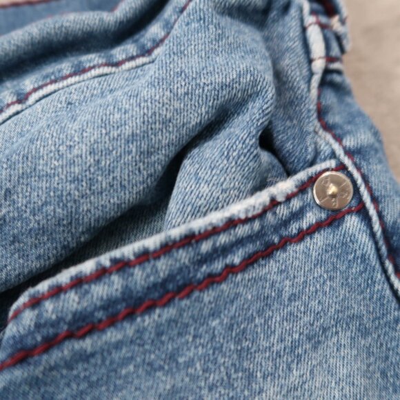 True Religion Jeans Mens 40x34 Blue Rocco Relaxed Skinny Whiskered Stretch - Picture 14 of 16